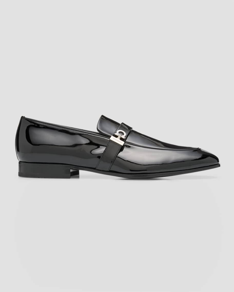Ferragamo Men's Deal Gancio Patent Leather Loafers | Neiman Marcus