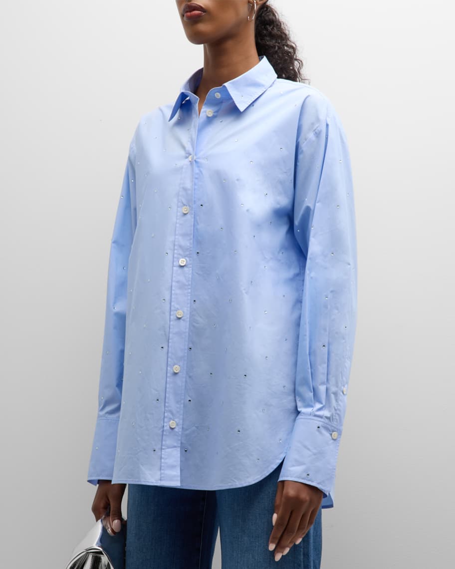 WHITE RHINESTONE EMBELLISHED BASE SHIRT
