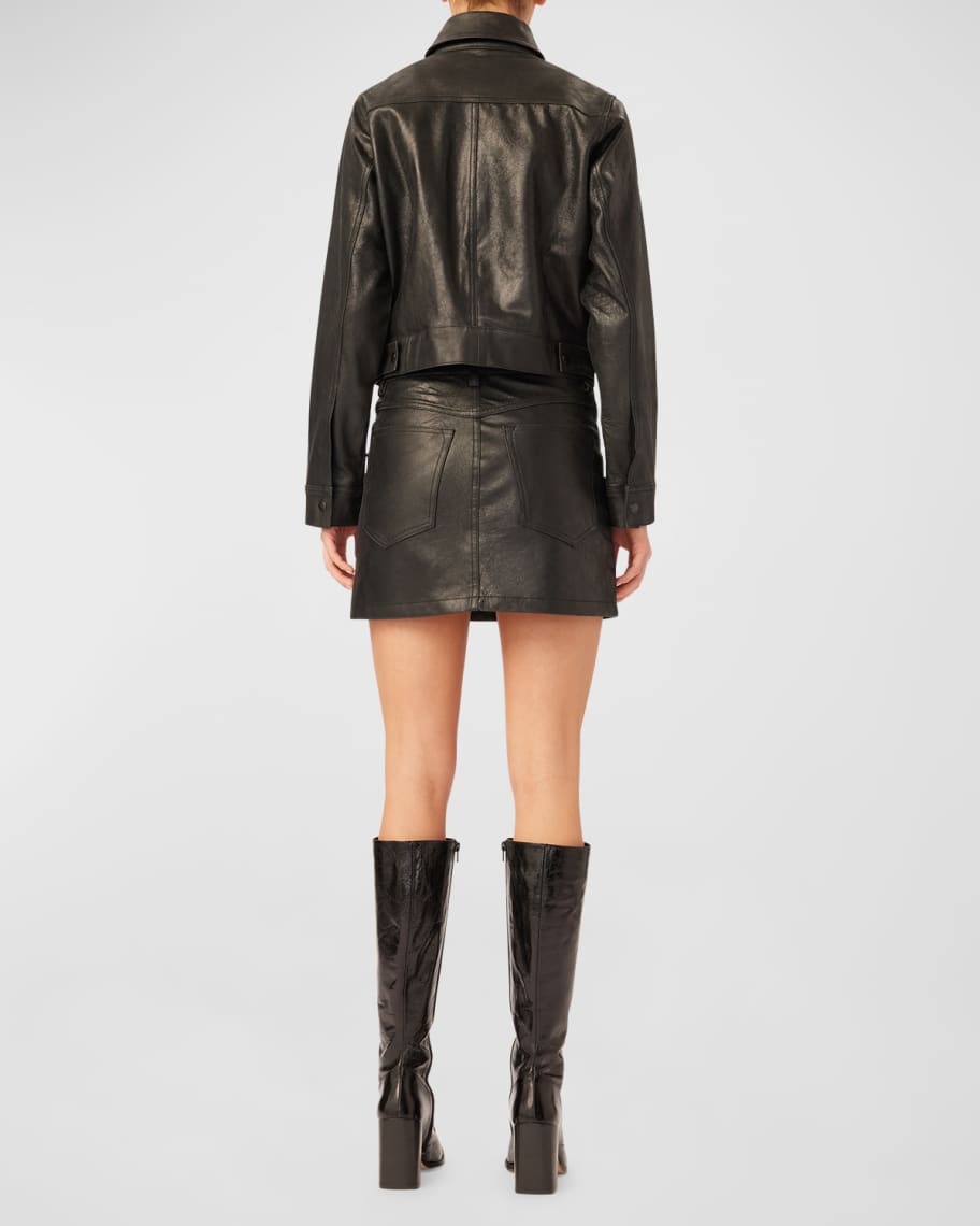 Image 2 of 5: Alma Metallic Leather Mini Skirt