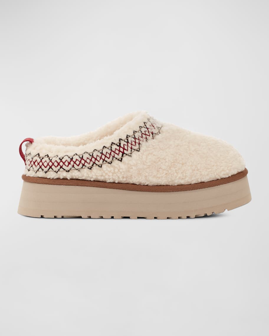 UGG Tazz Shearling Braided Flatform Slippers Neiman Marcus
