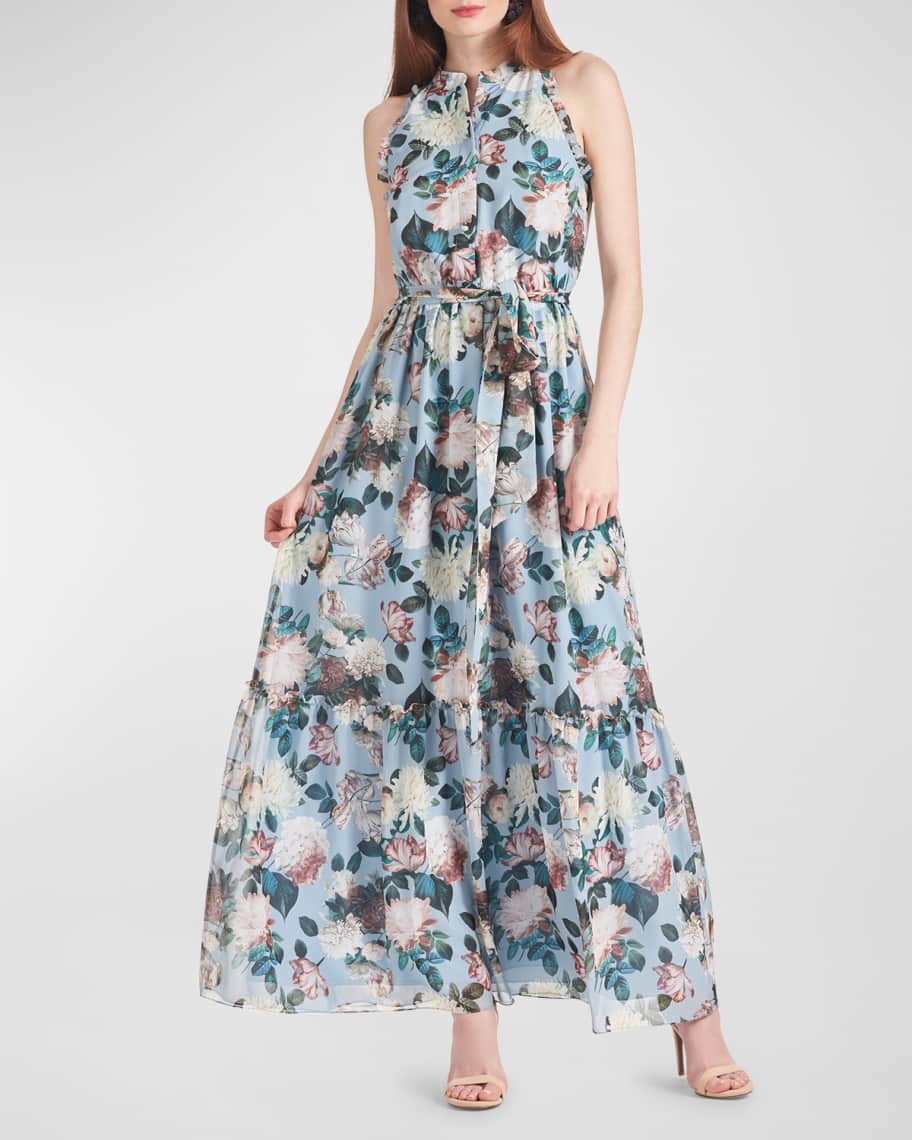 Sachin & Babi Blair Tiered Floral-Print Chiffon Maxi Dress | Neiman Marcus
