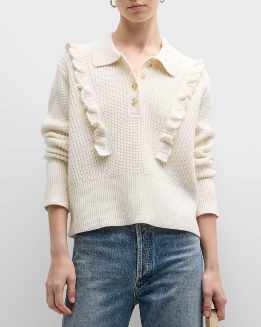 Derek Lam 10 Crosby Noelia Collared Ruffle Sweater | Neiman Marcus