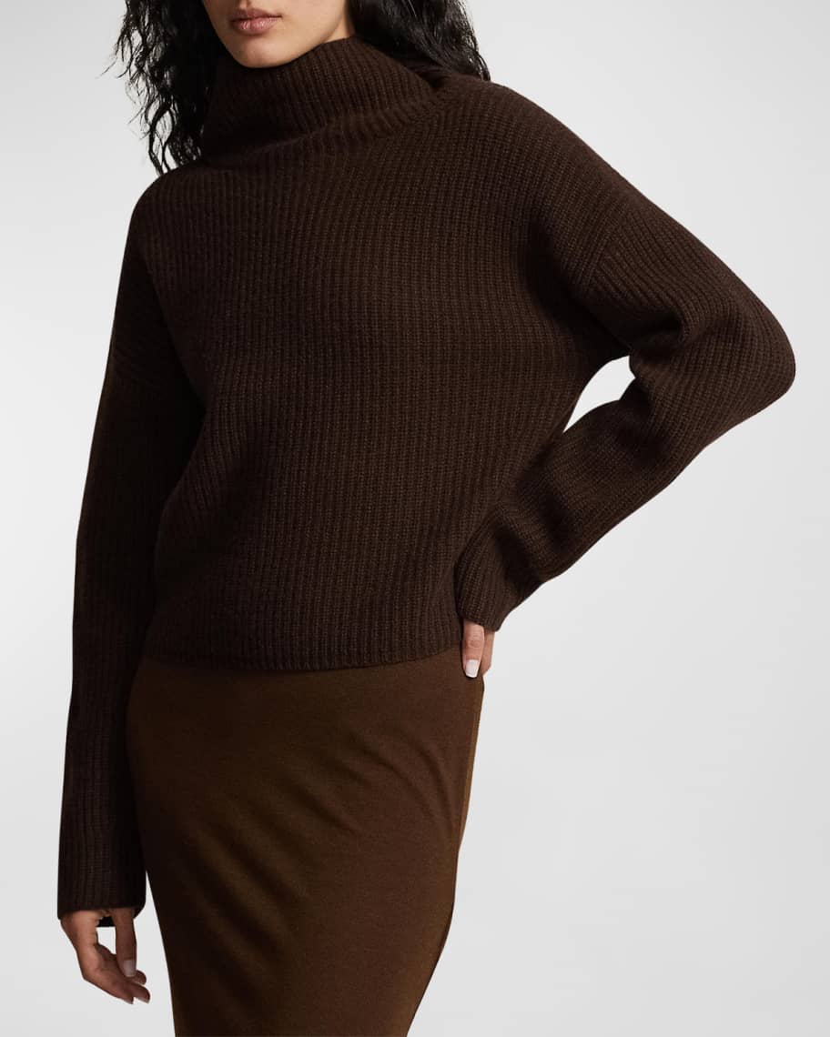 Polo Ralph Lauren Ribbed Wool-Cashmere Mock-Neck Sweater | Neiman Marcus