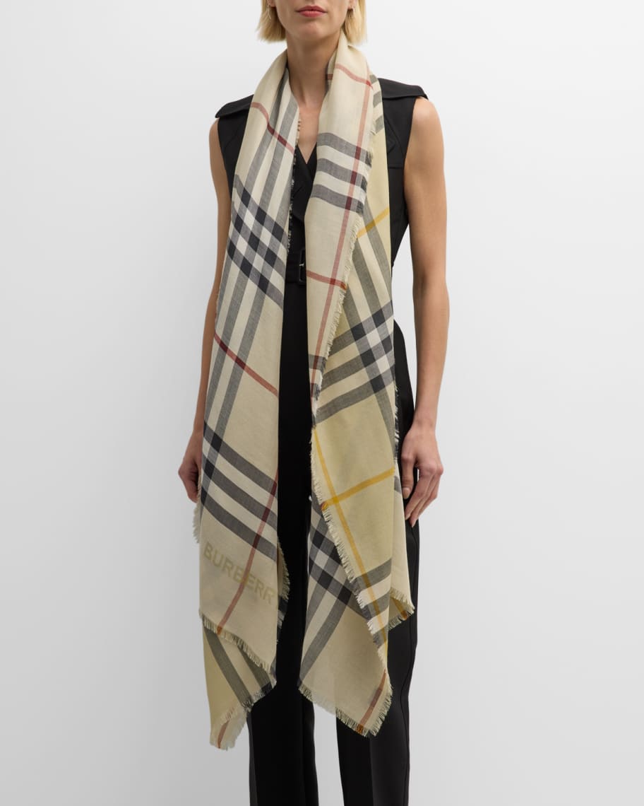 Burberry Scarf Monogram Design - Wool Silk Shawl Sale