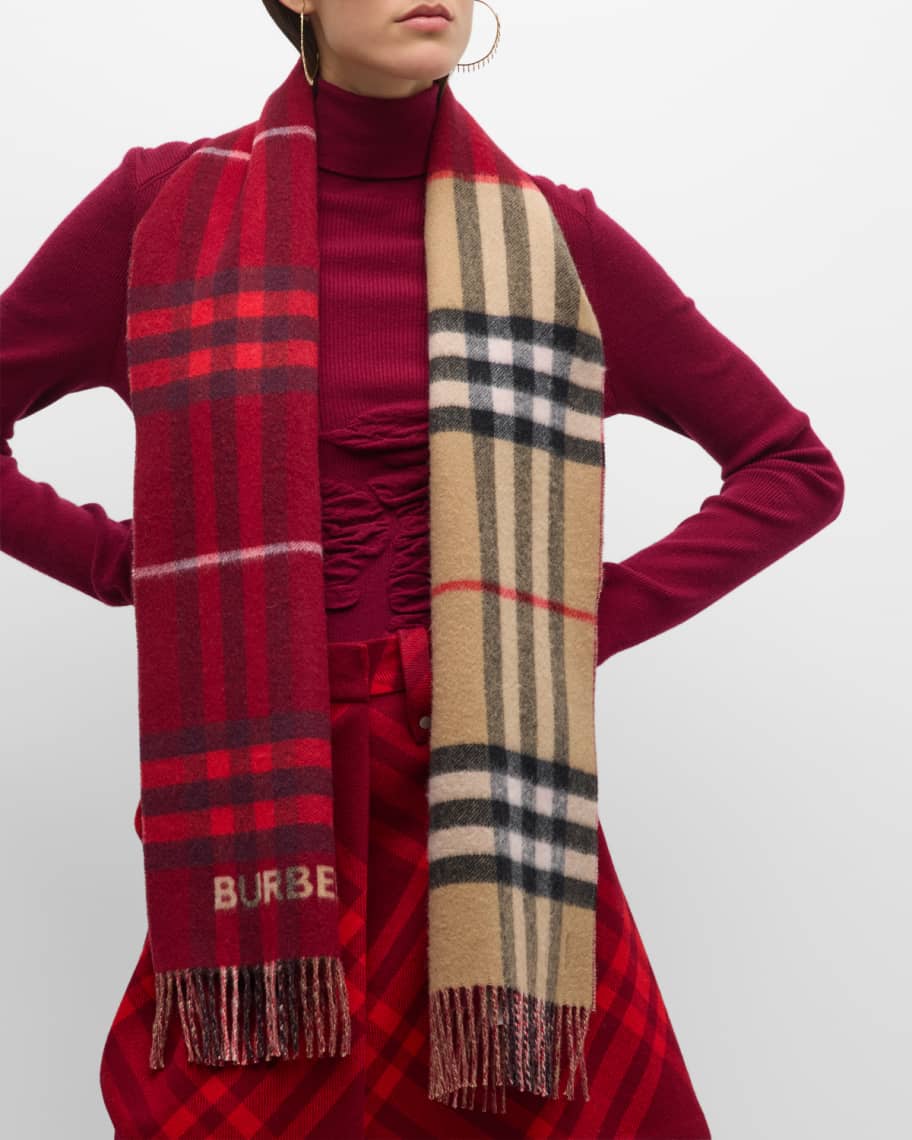 Burberry Cashmere Check Scarf Red