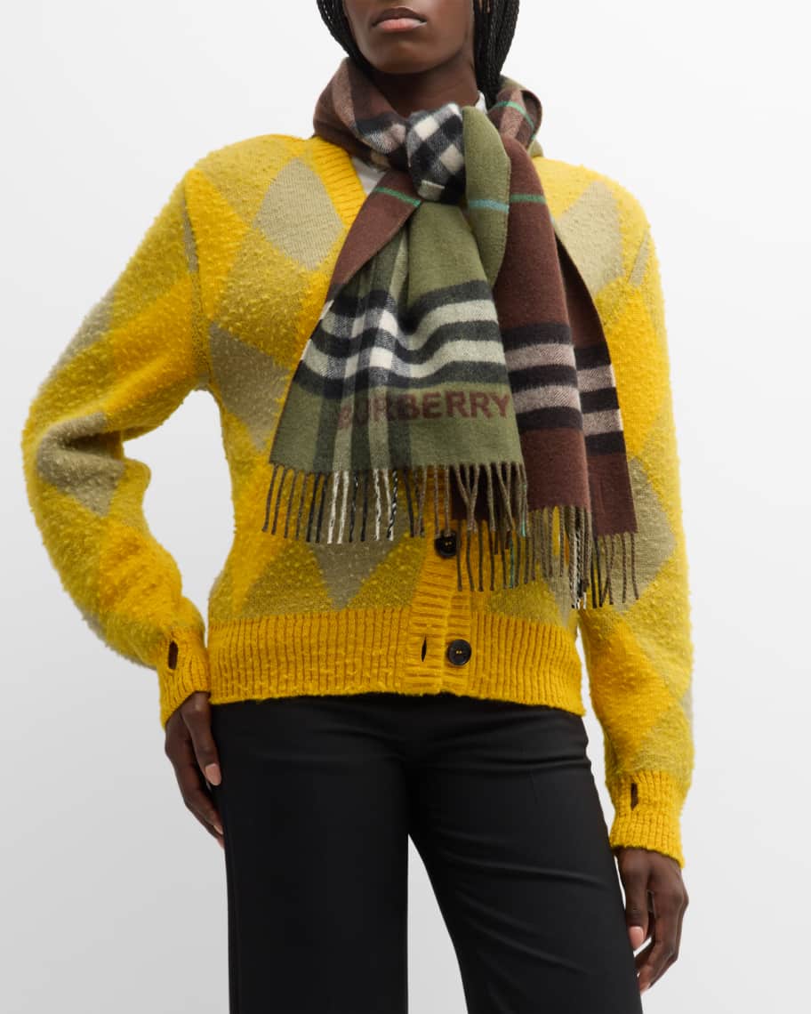 Heritage giant check new arrivals fringed cashmere muffler