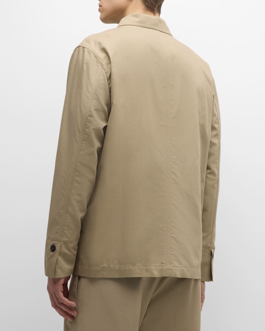 Image 3 of 6: Men's Twill Overshirt with Patch Pockets