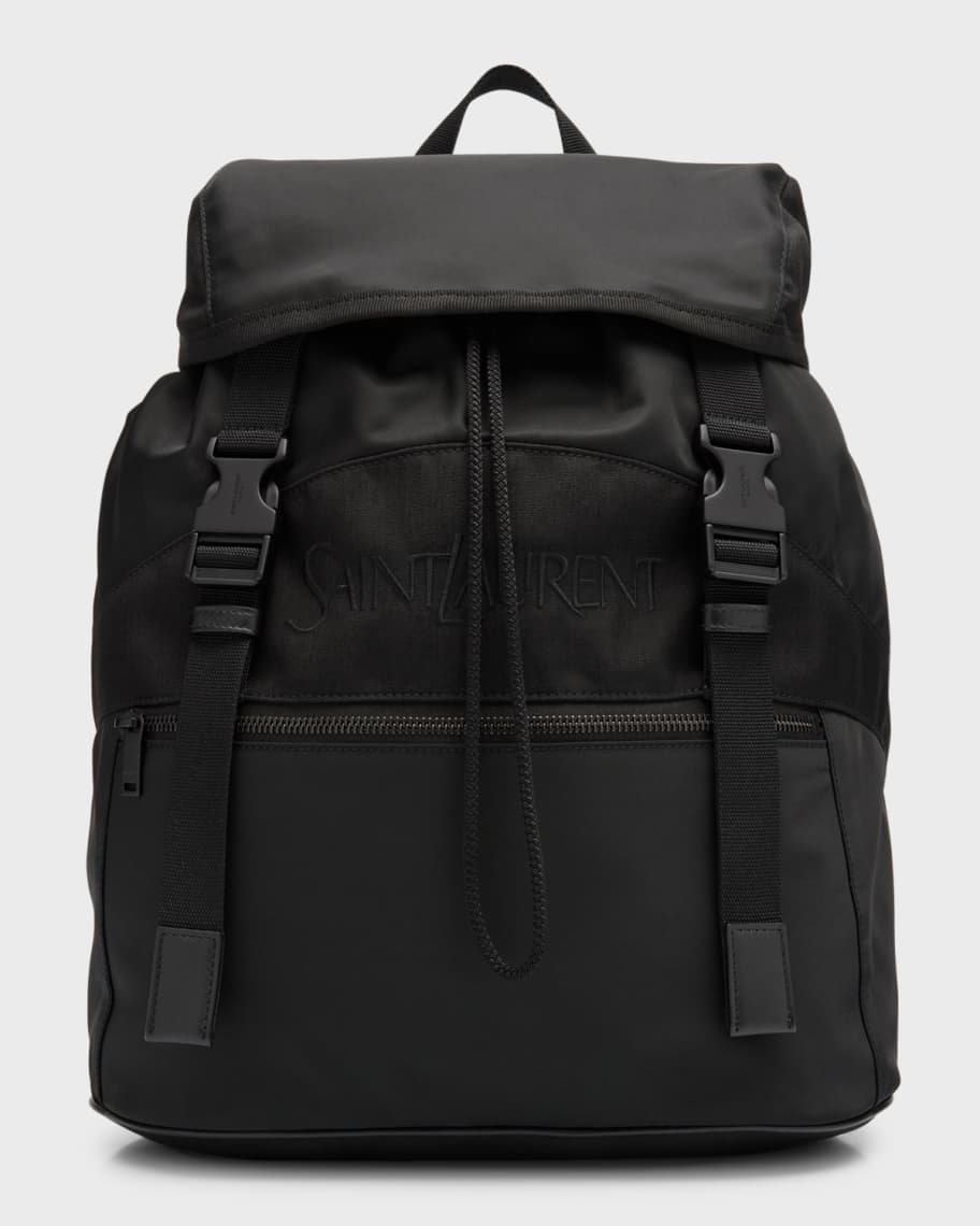 SAINT LAURENT ブラックバックパック Saint Laurent Men's Nylon and Leather Backpack | Neiman Marcus