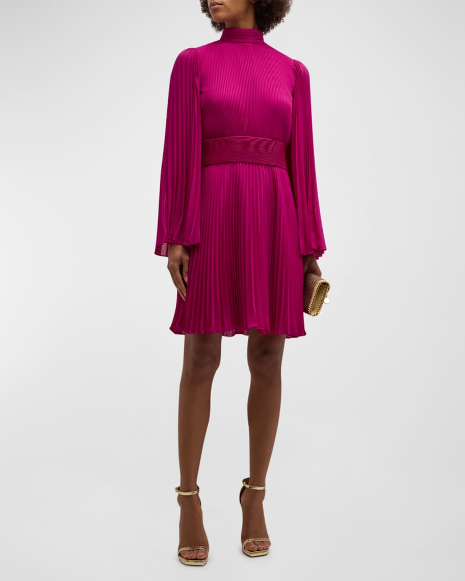 milly rosemary pleated dress Milly Rosemary Pleated Chiffon Mini Dress 4
