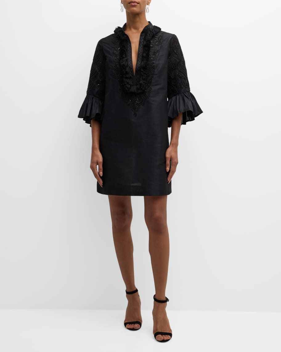 Louis Vuitton Black Embellished & Ruffled Sleeveless Dress M Louis Vuitton