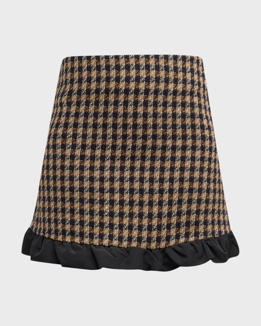Image 2 of 6: Natia Check Ruffle Trim Mini Skirt