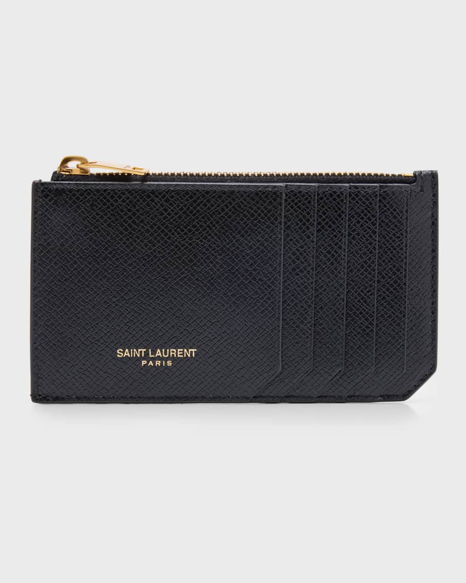 Saint Laurent Men's Leather Envelope Card Holder Black