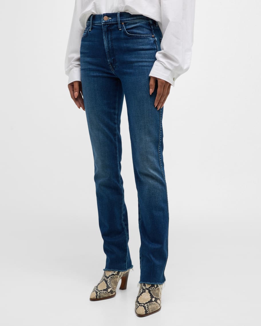 MOTHER The High Waist Rascal Slice Sneak Fray Jeans | Neiman Marcus
