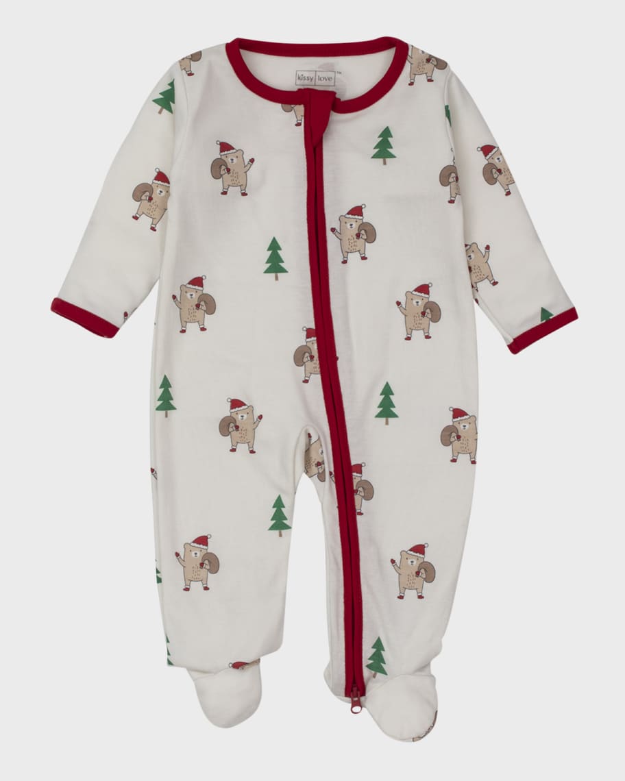 Kissy Love by Kissy Kissy Kid's Santa Bear Zip Up Footie, Size Newborn