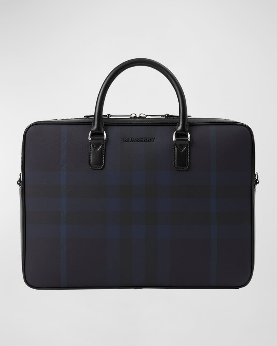 Burberry Men s Slim Ainsworth Check Leather Briefcase Neiman Marcus