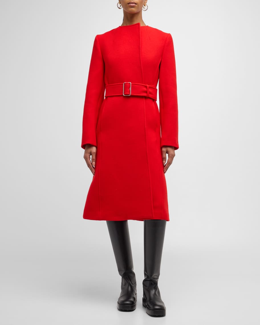 Burberry Merino Wool Belted Overcoat | Neiman Marcus