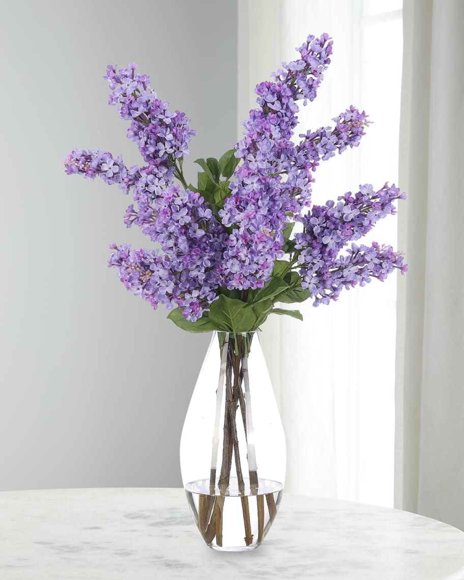 NDI Lilac 30" Faux Floral Arrangement in Glass Vase Neiman Marcus