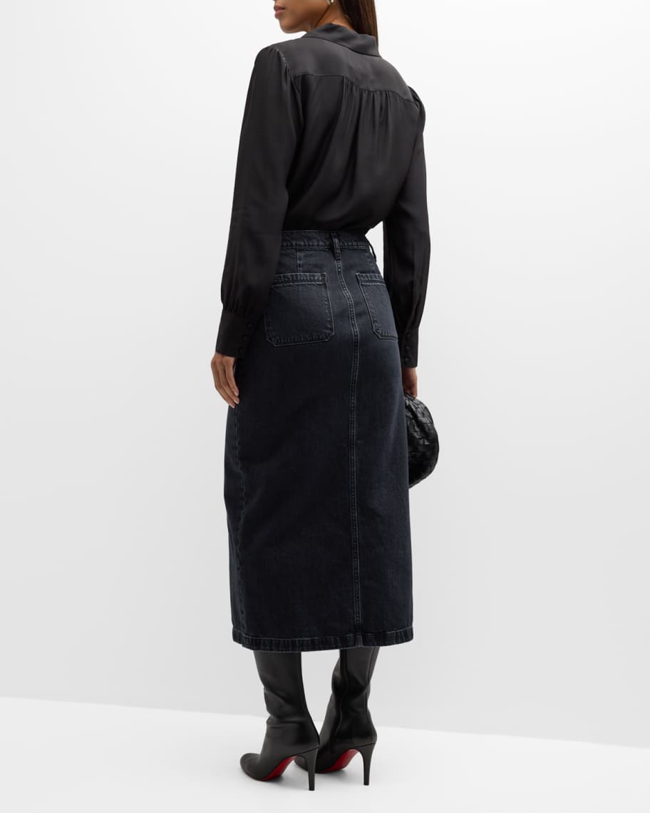 Image 3 of 5: Le Bardot Denim Maxi Skirt