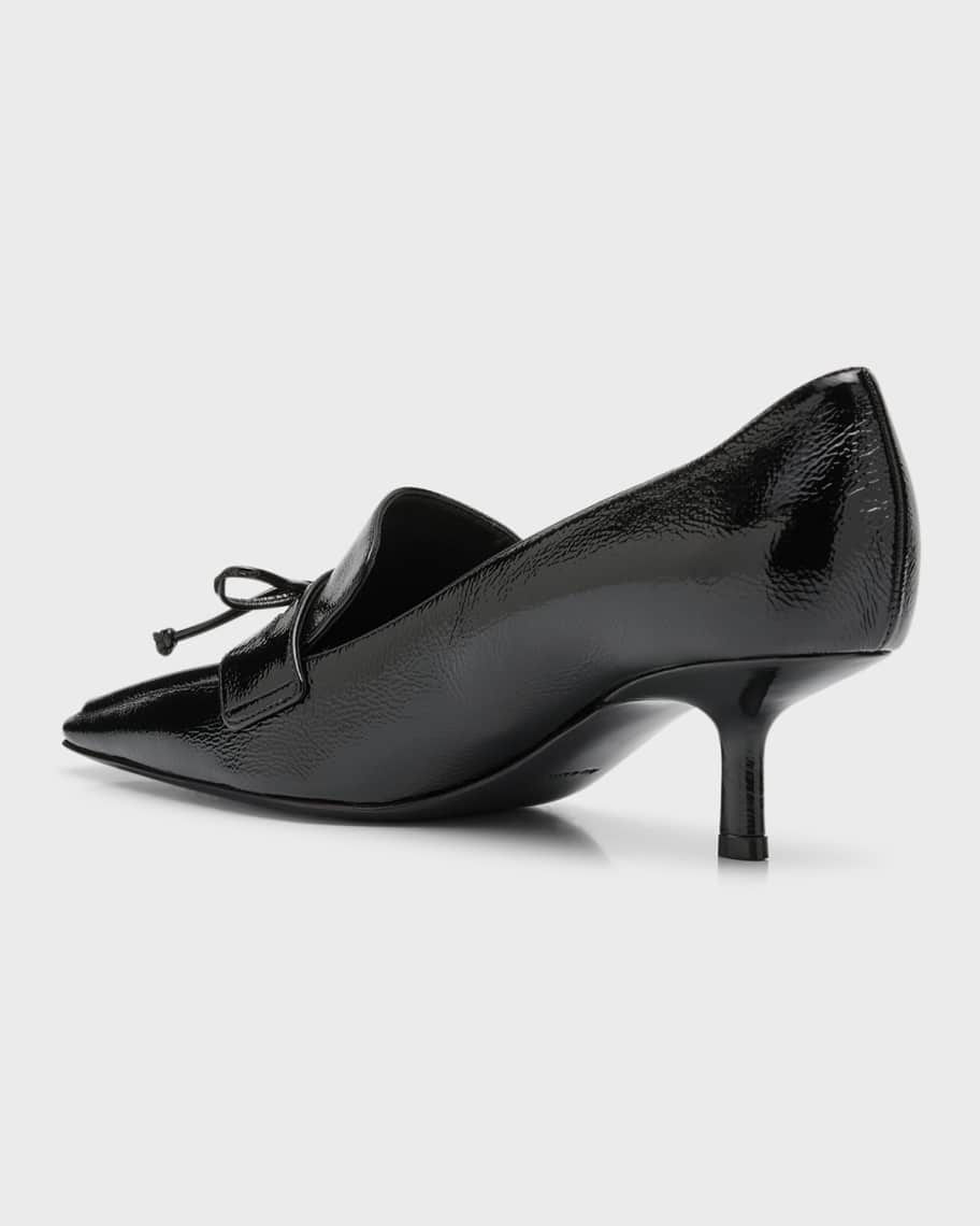 Image 2 of 5: Sovereign Leather Bow Loafer Pumps