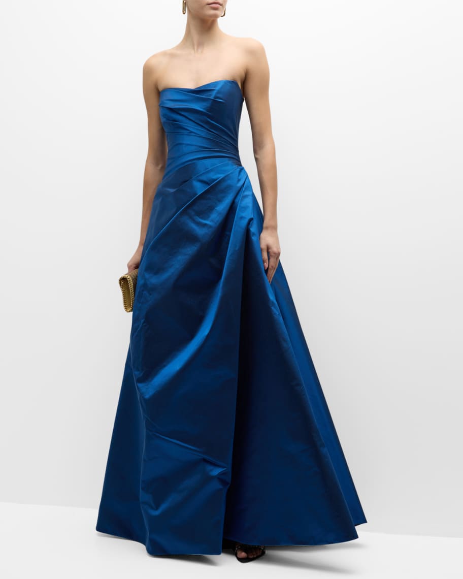 Romona Keveza Strapless Draped Silk Ball Gown | Neiman Marcus