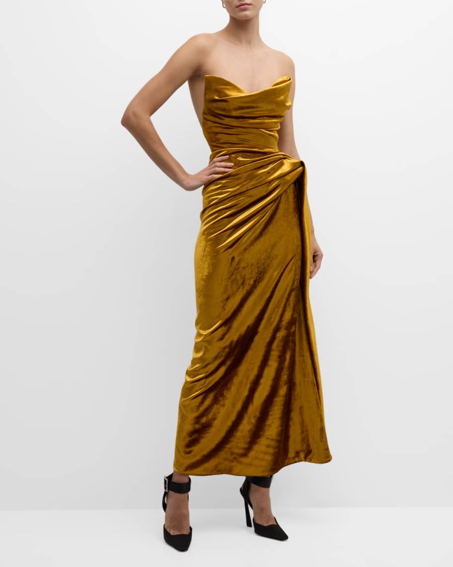Jason Wu Collection Shiny Velvet Strapless Cocktail Dress | Neiman Marcus