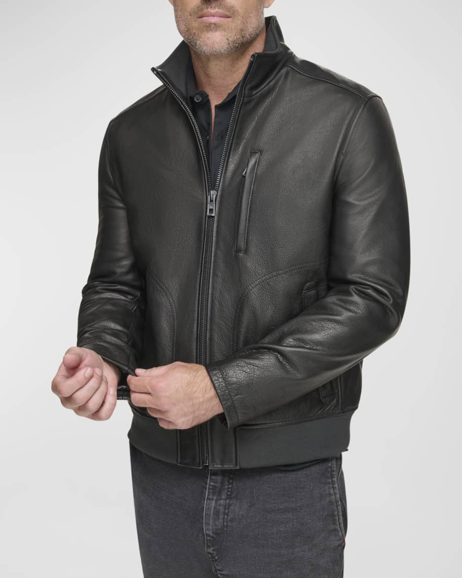 Andrew Marc Men's Lindley Leather Bomber Jacket | Neiman Marcus