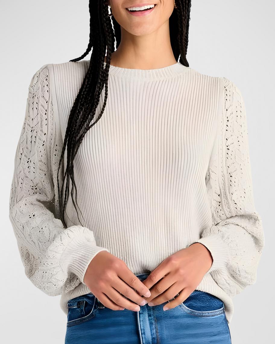 Splendid Phoebe Cashblend Pointelle Crewneck Sweater | Neiman Marcus