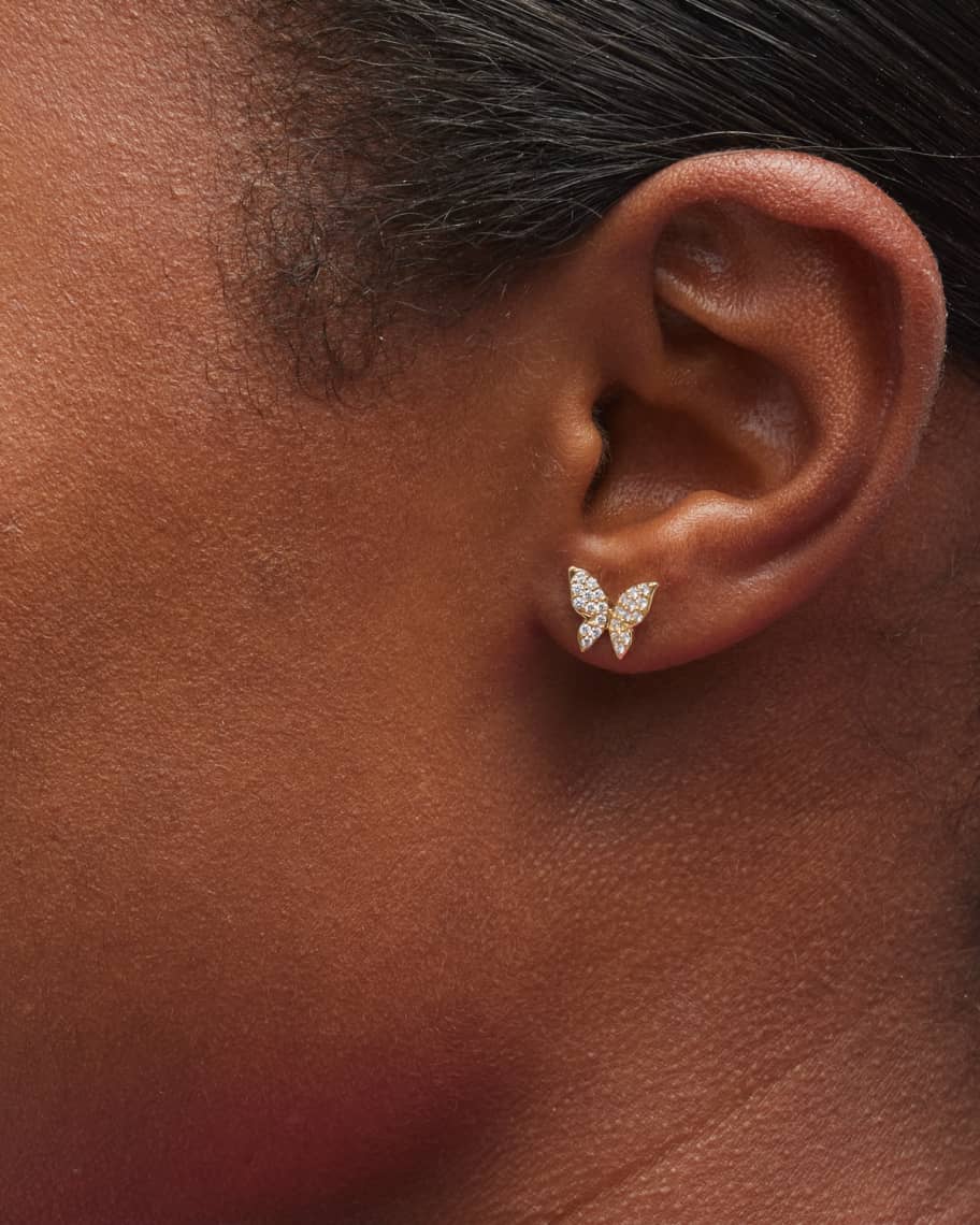 Image 2 of 5: Talisman 18K Yellow Gold Diamond Butterfly Stud Earrings