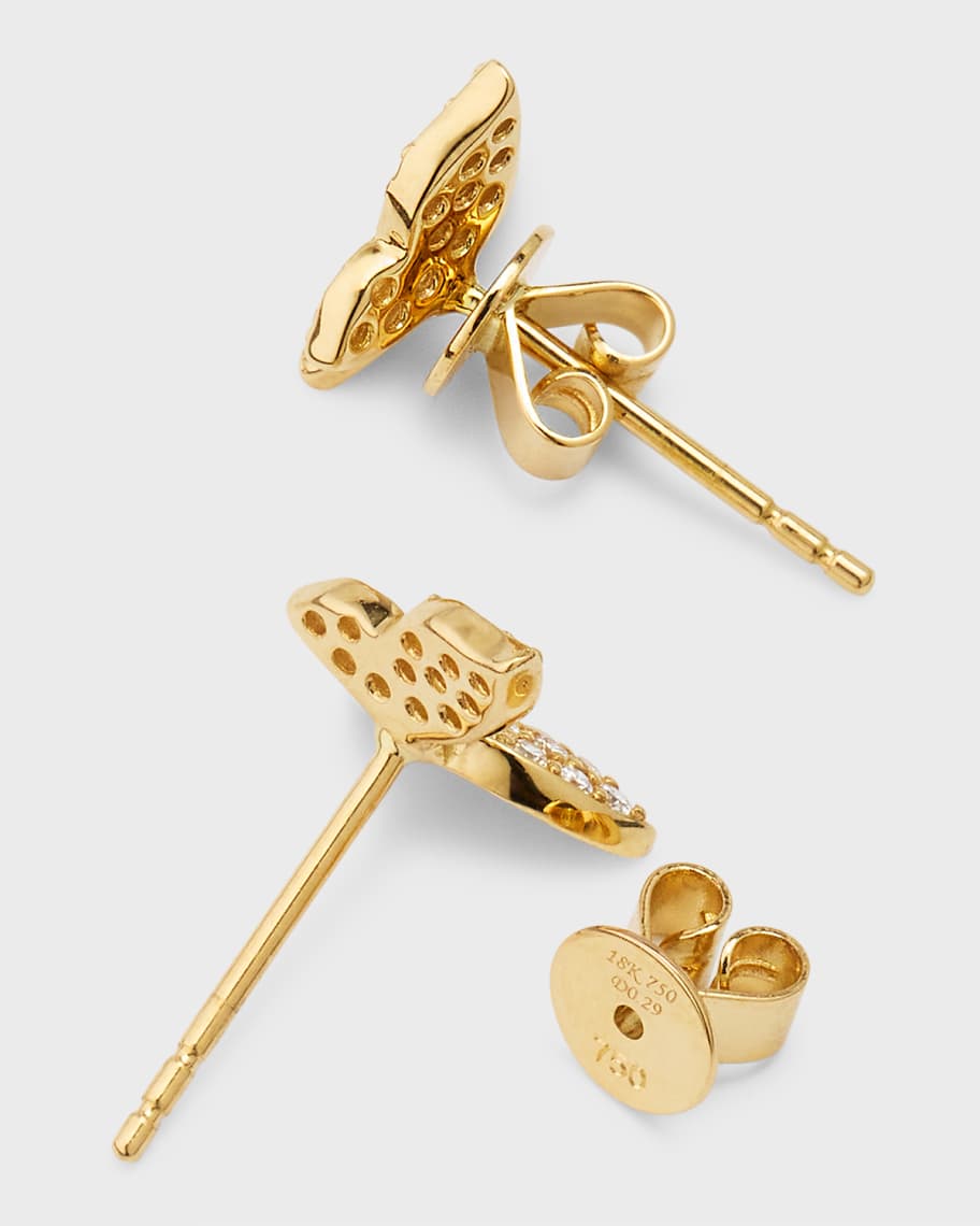 Image 3 of 5: Talisman 18K Yellow Gold Diamond Butterfly Stud Earrings
