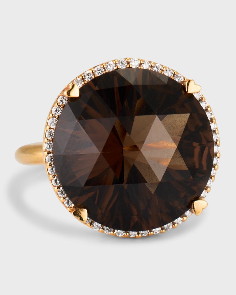 Lisa Nik Rocks 18K Rose Gold Smokey Quartz and Diamond Halo Cocktail ...