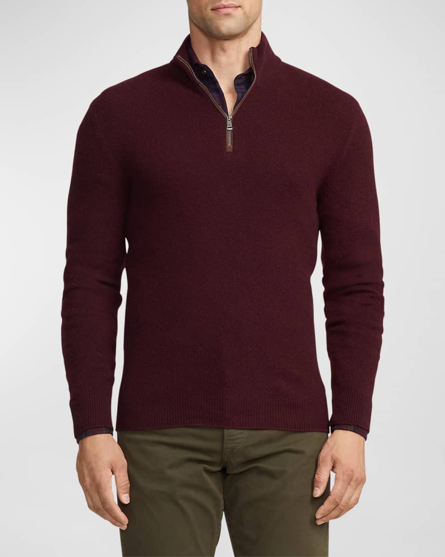 Ralph Lauren Purple Label Men's Birdseye Cashmere Quarter-Zip Sweater ...