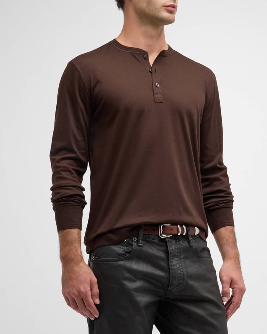 Ralph Lauren Purple Label Men's Soft Interlock Henley Shirt | Neiman Marcus