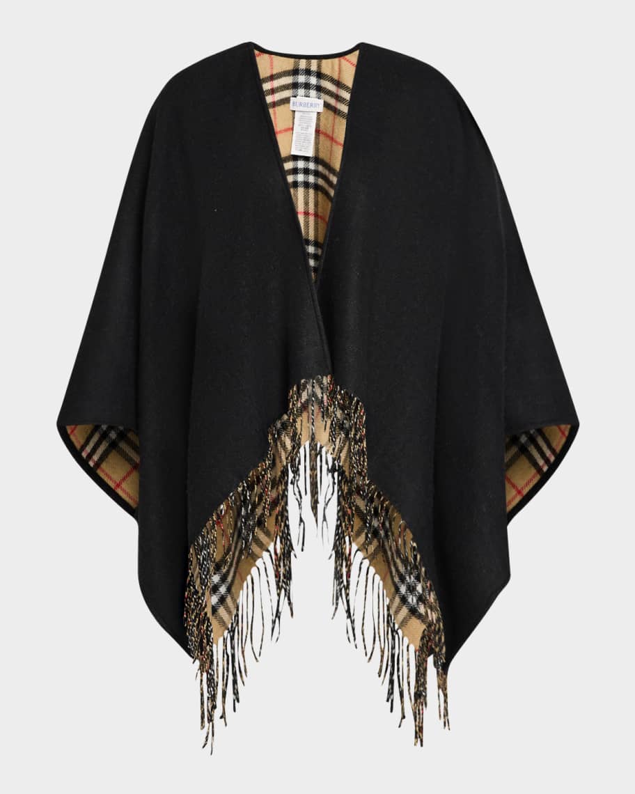 【関税&送料込】Burberry Cotton Cape With Traditional Check Burberry Giant Check Colorblock Cape | Saks Fifth Avenue
