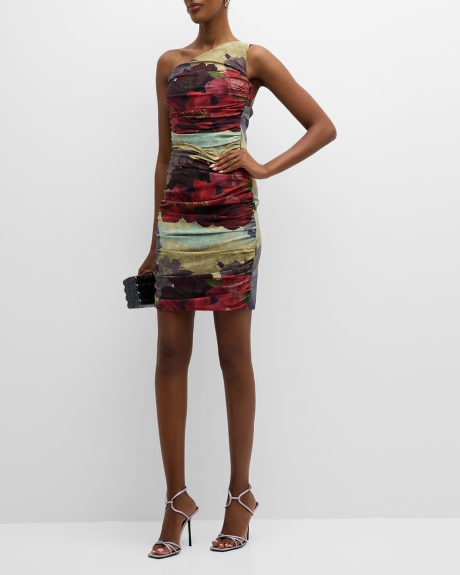 Chiara Boni La Petite Robe Adad One-Shoulder Floral-Print Mini Dress ...
