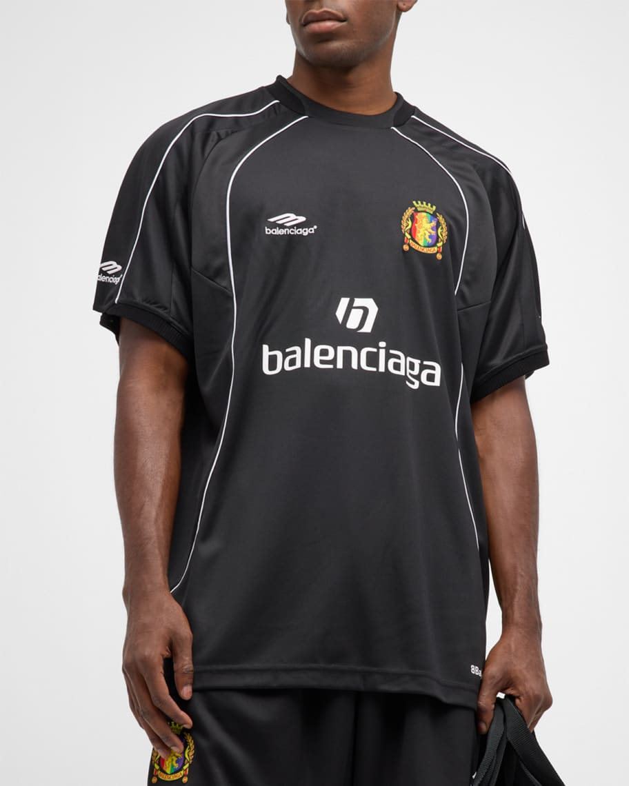 Balenciaga Men's Lion Crest Soccer T Shirt Oversized | Neiman 