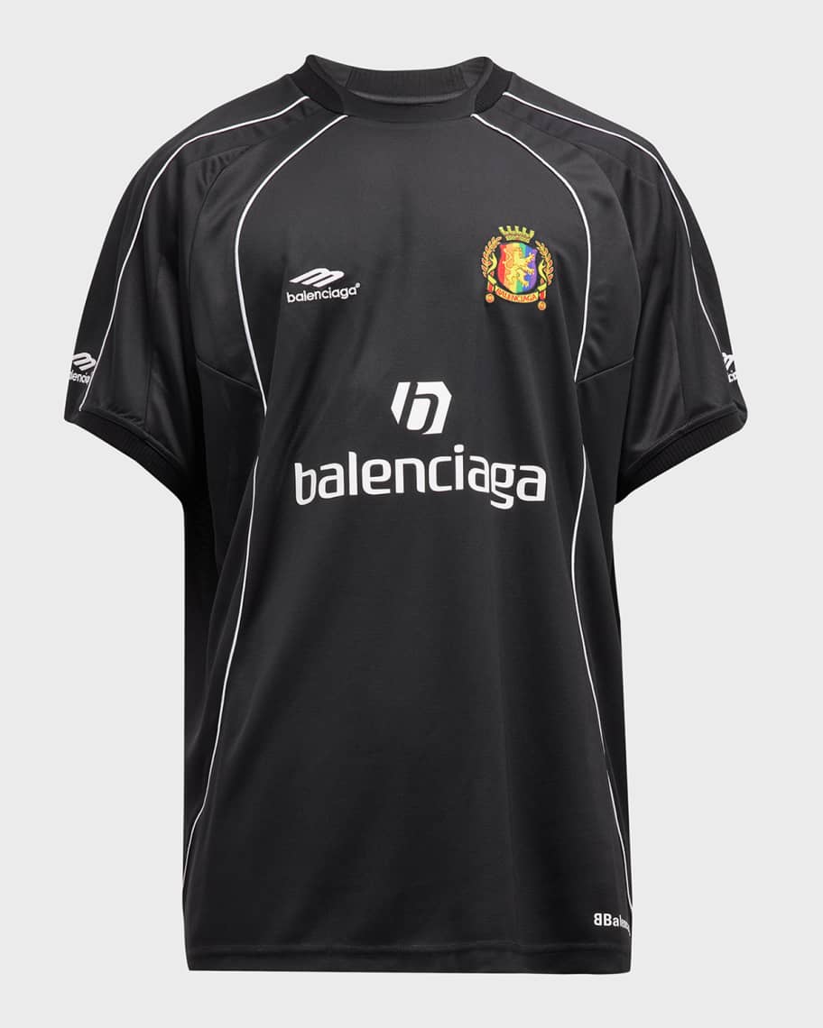 Balenciaga Men s Lion Crest Soccer T Shirt Oversized Neiman Marcus