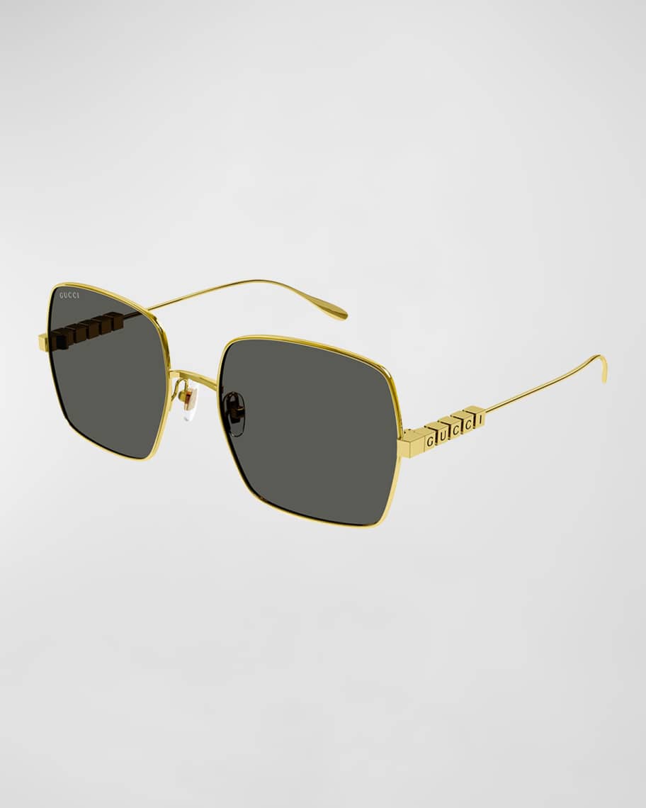 Gucci Block Logo Metal Alloy Square Sunglasses | Neiman Marcus