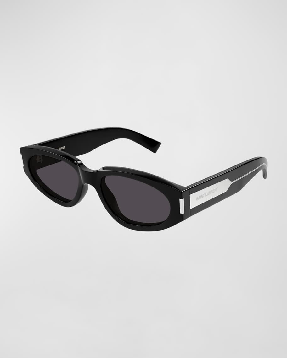 Image 1 of 3: Engraved Logo Acetate Oval Sunglasses