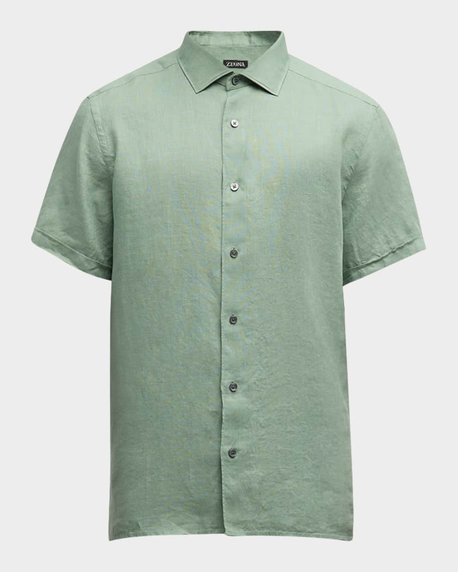 ZEGNA Men's Linen Short-Sleeve Shirt | Neiman Marcus