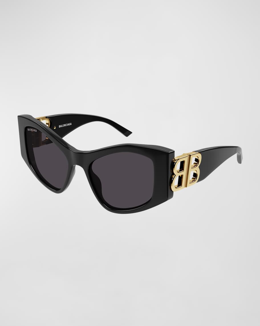 Balenciaga Cut-Out BB Acetate Cat-Eye Sunglasses | Neiman Marcus