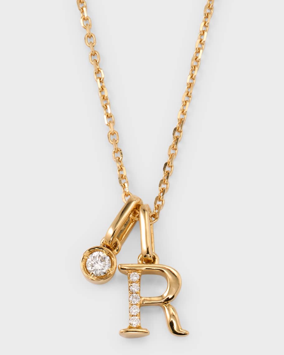 Frederic Sage 18k Yellow Gold Diamond Initial Necklace R Neiman Marcus
