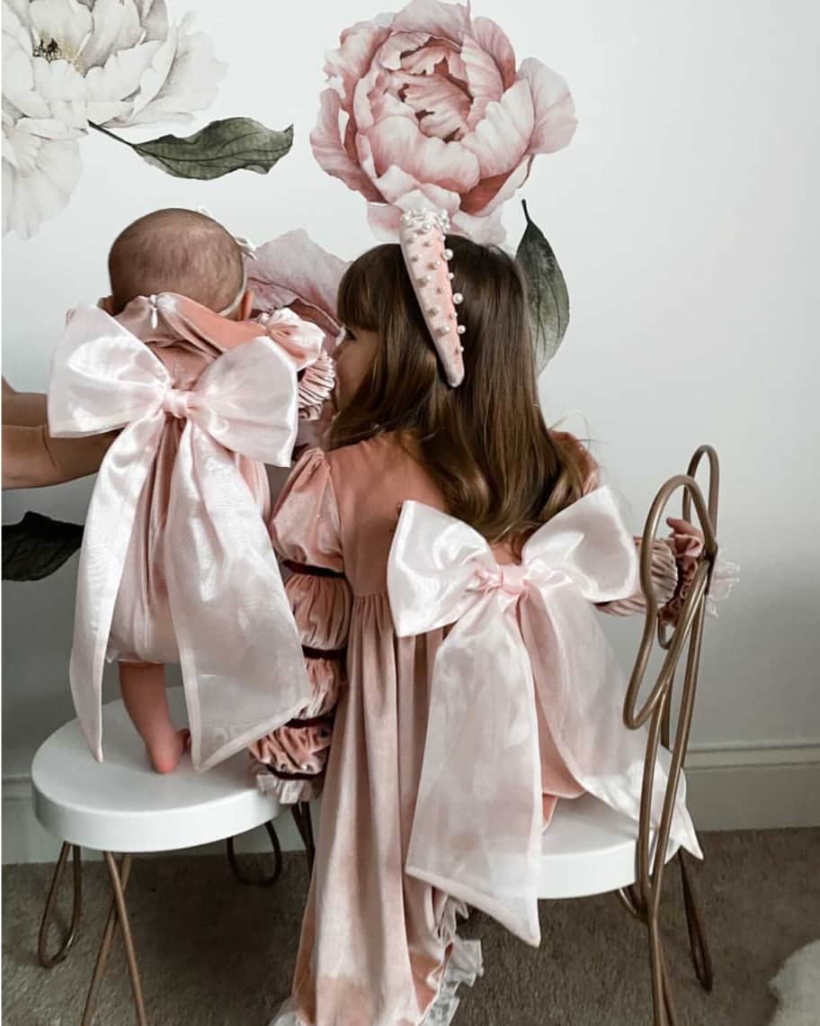 Image 2 of 2: Girl's Juliette Velvet Romper, Size 3M-2