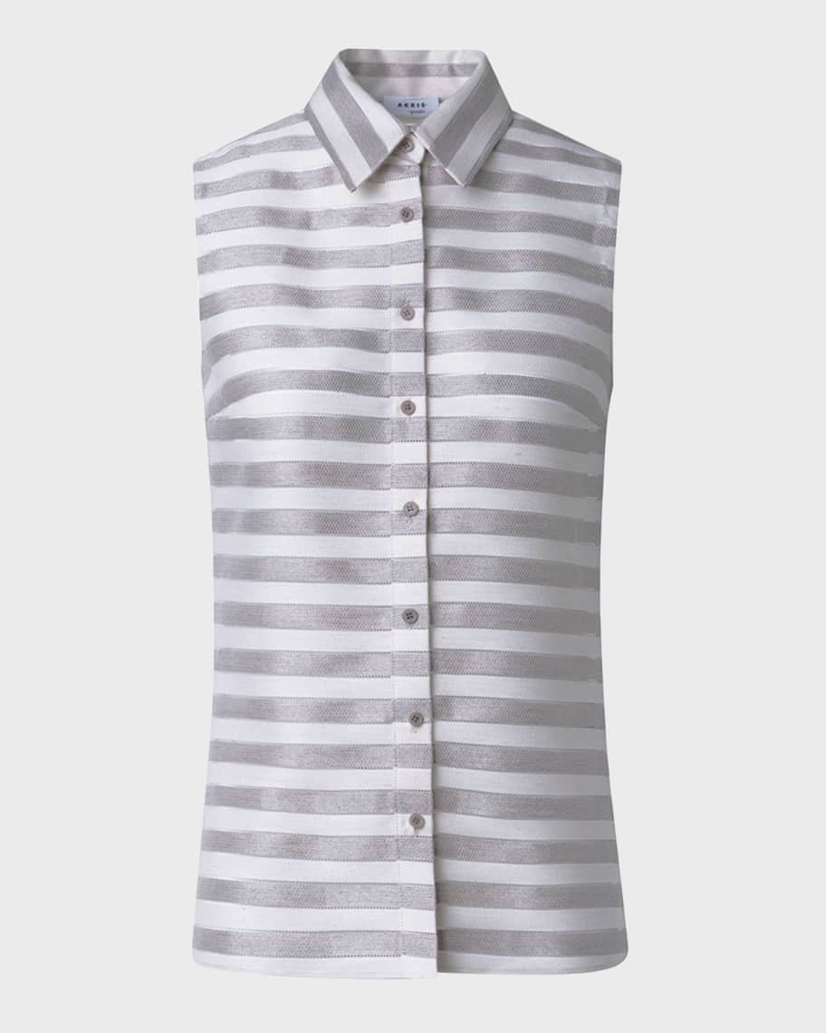 Image 2 of 5: Cotton Linen Kodak Striped Blouse