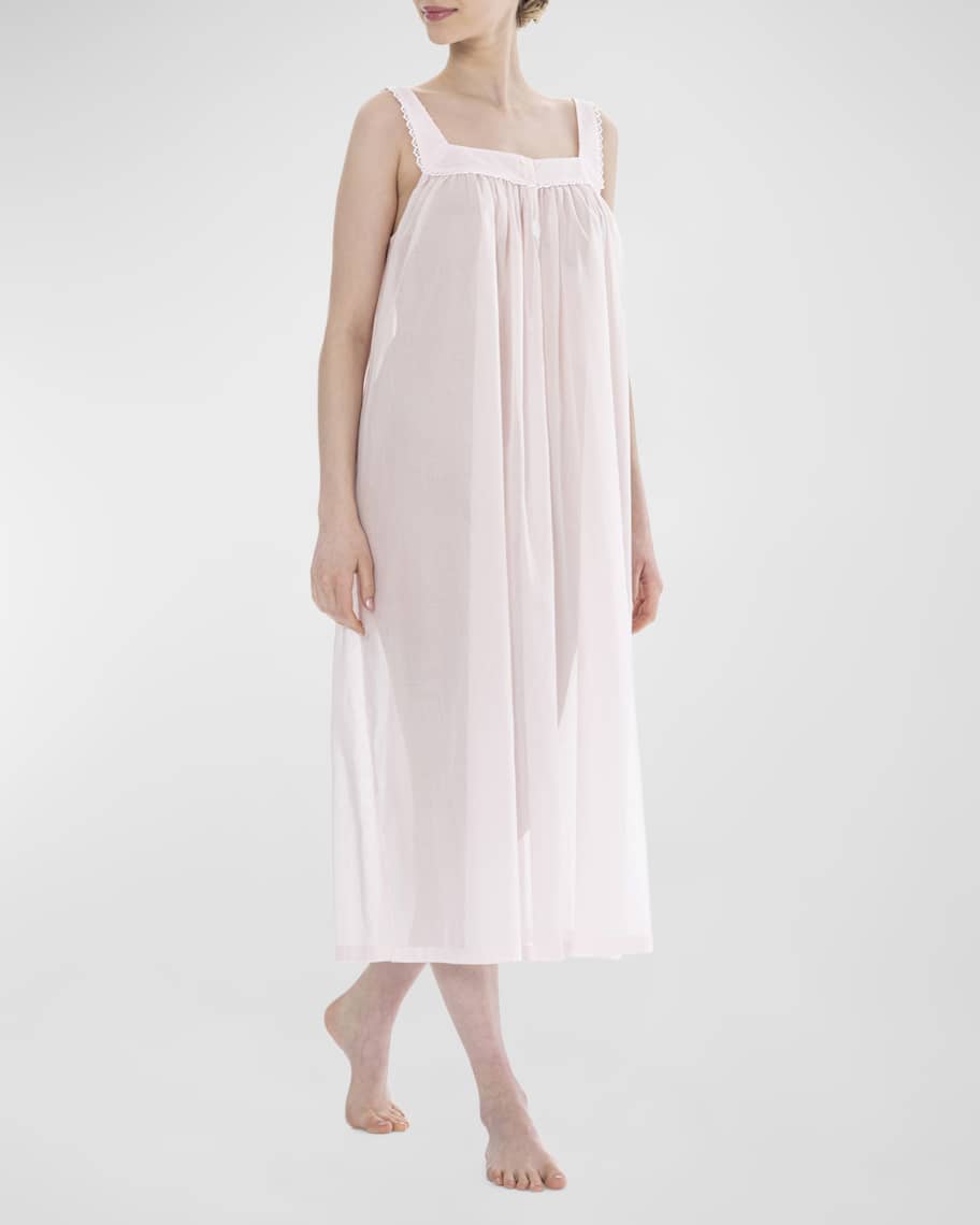 Celestine Finja Ruched Square-Neck Cotton Nightgown | Neiman Marcus