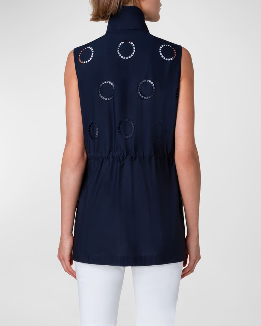 Image 3 of 5: Circle Eyelet Embroidered Cotton Poplin Vest