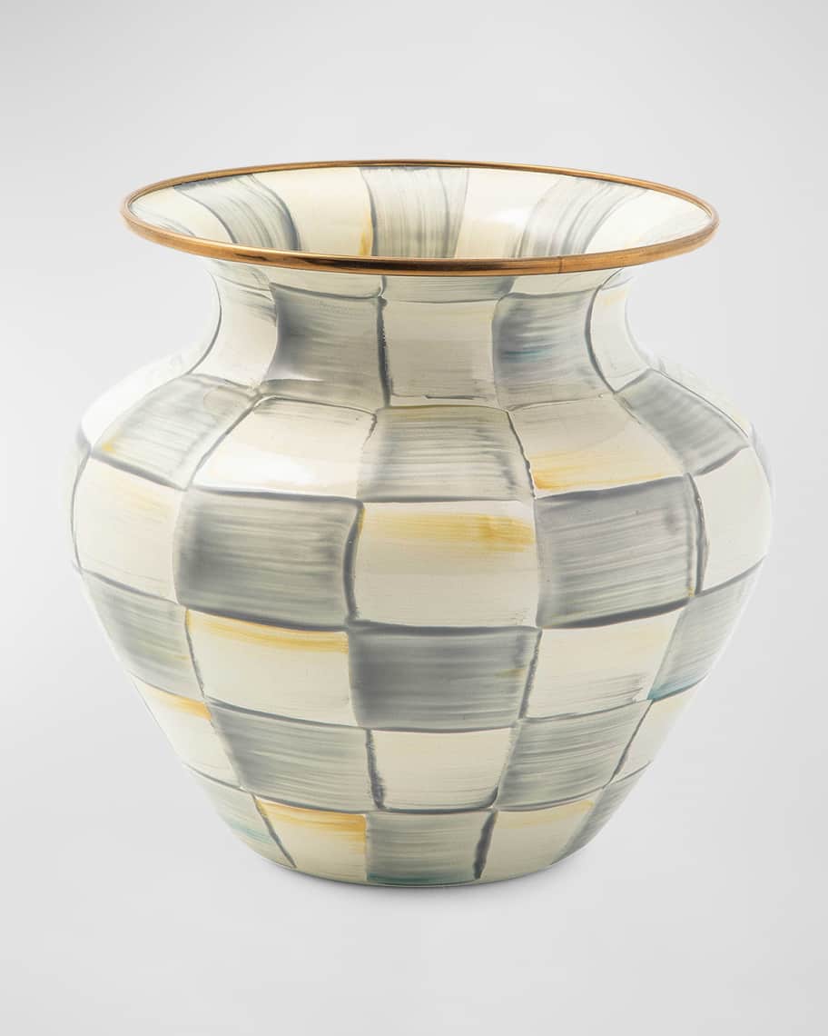 MacKenzie-Childs Sterling Check Enamel Large Vase