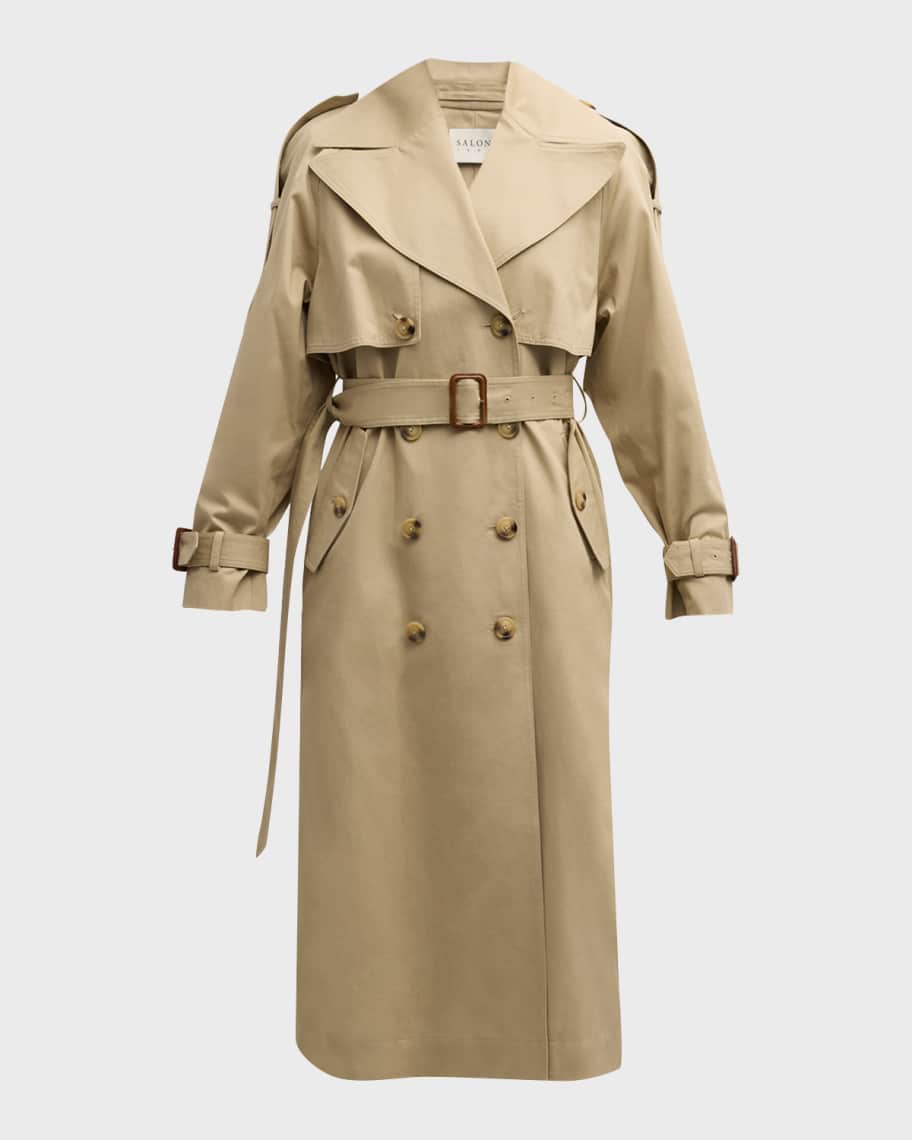 Image 1 of 6: Cambre Belted Double-Breasted Trench Coat