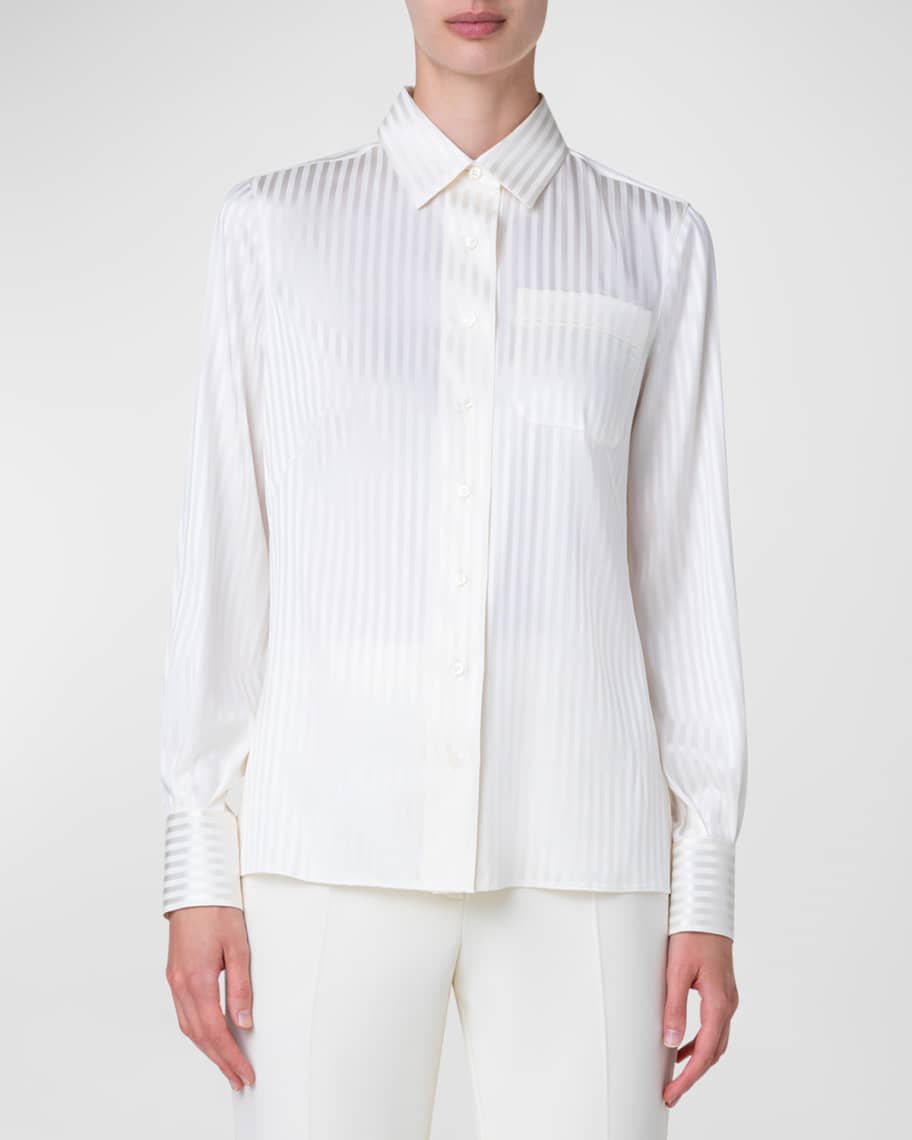 Akris Silk Jersey Collared Shirt - Bergdorf Goodman