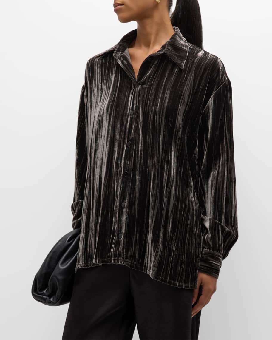 Enza Costa Silk Textured Velvet Shirt | Neiman Marcus