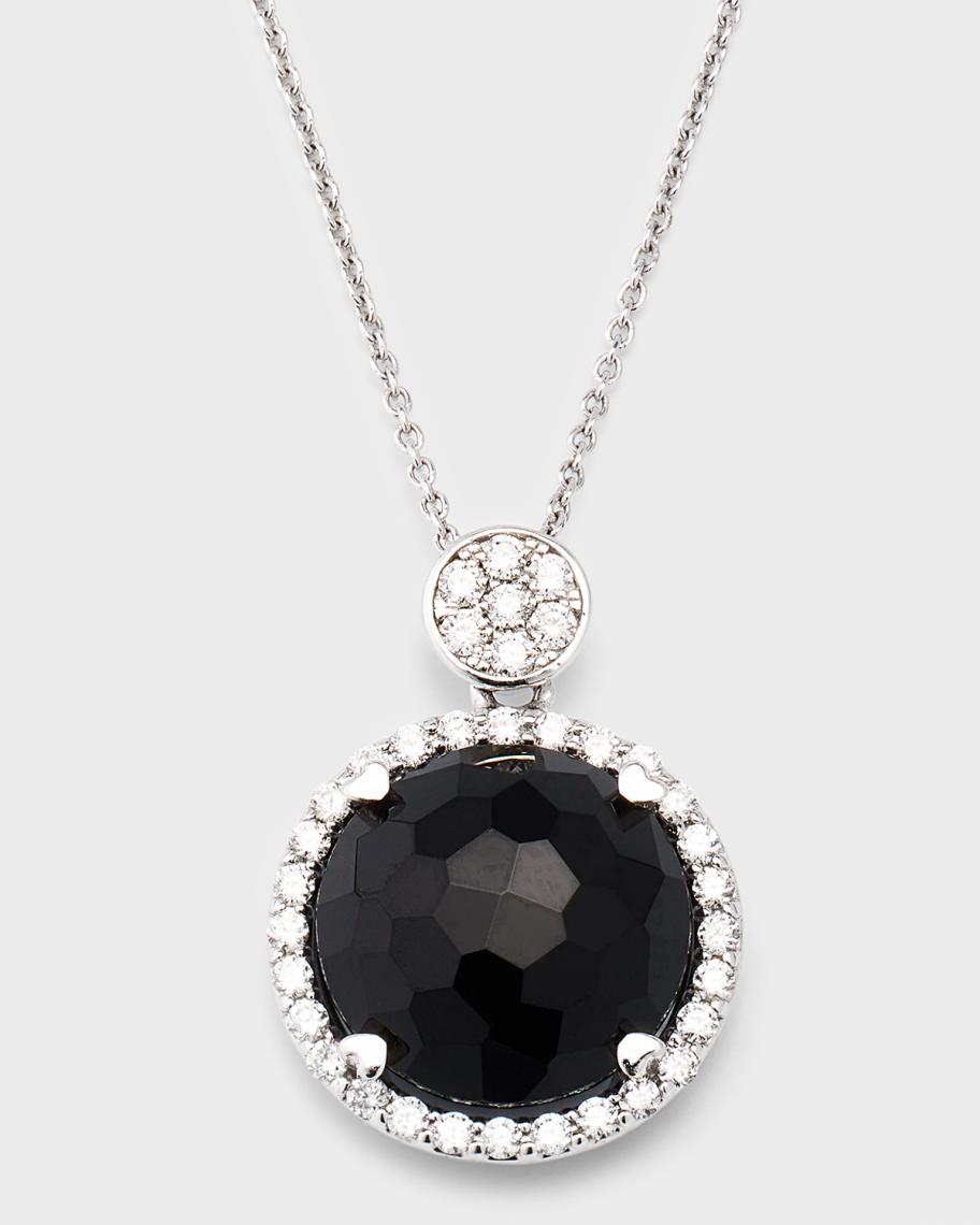 Lisa Nik Rocks 18K White Gold Petite Black Onyx Diamond Halo and Disc ...